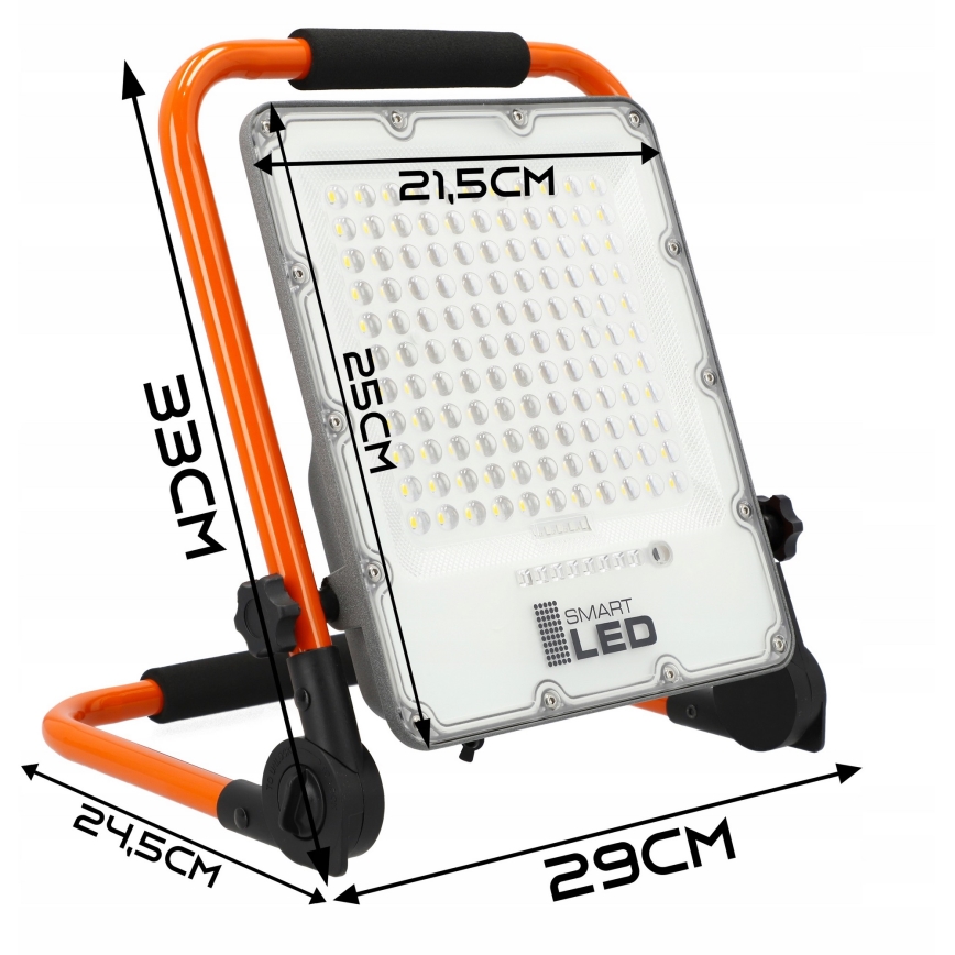 Laetav LED-reflektor statiiviga LED/100W/3,2V 5000K 5000 mAh IP65 oranž