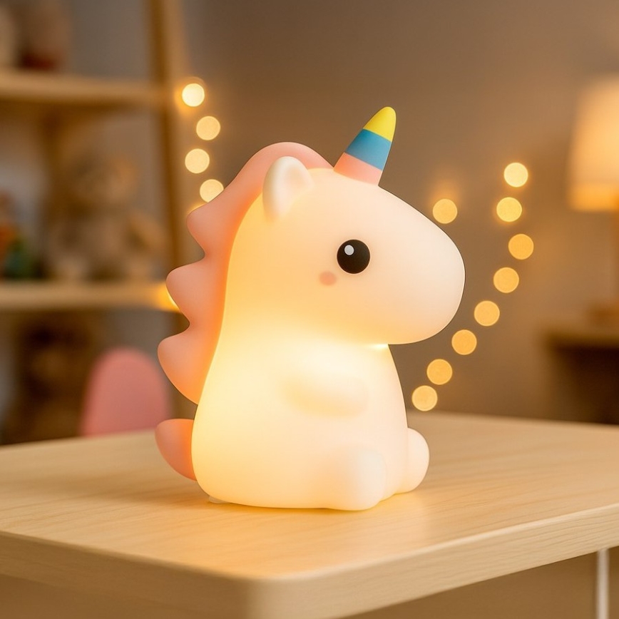 Laetav puutetundlik ja hämardatav LED RGBW laste öölamp UNICORN LED/1W/5V 1200 mAh