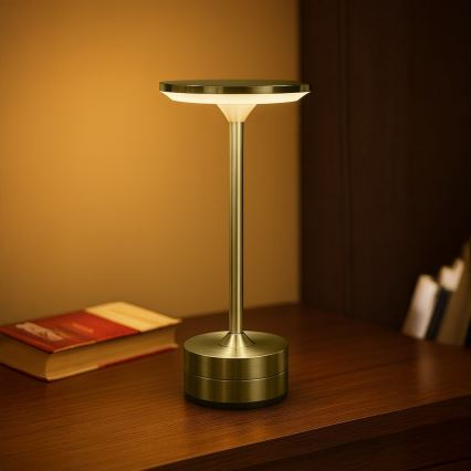 Laetav puutetundlik lauavalgusti TAVOLO LED/2,5W/5V 2400 mAh 3000-6000K kuldne