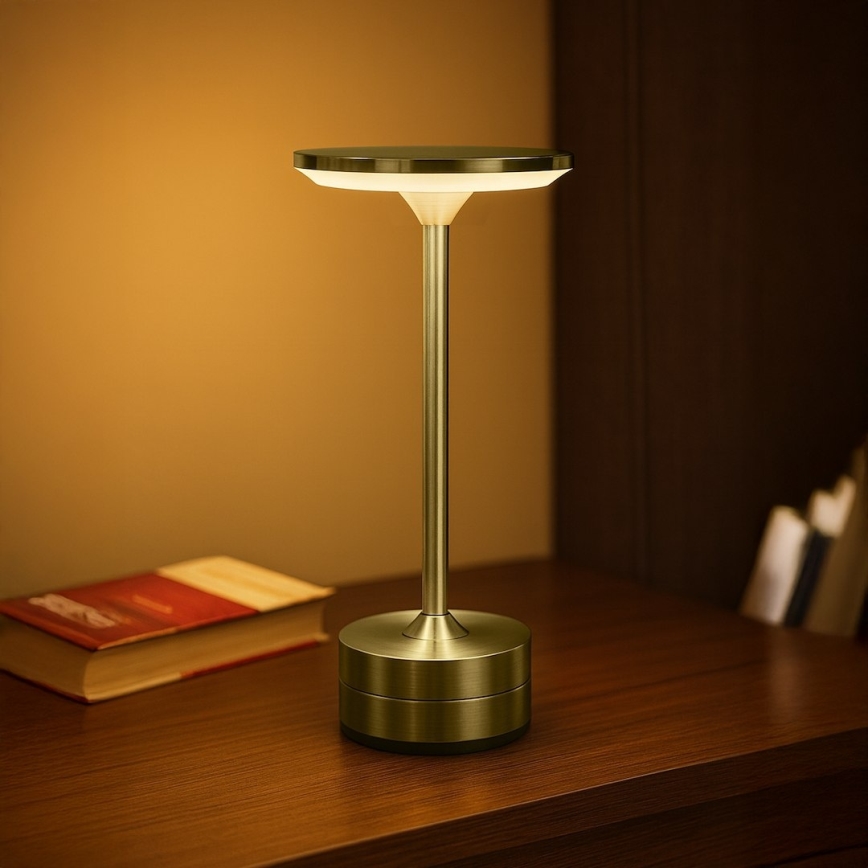 Laetav puutetundlik lauavalgusti TAVOLO LED/2,5W/5V 2400 mAh 3000-6000K kuldne