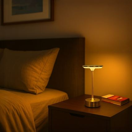 Laetav puutetundlik lauavalgusti TAVOLO LED/2,5W/5V 2400 mAh 3000-6000K kuldne