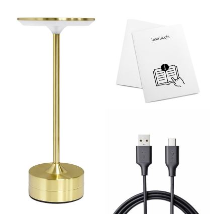 Laetav puutetundlik lauavalgusti TAVOLO LED/2,5W/5V 2400 mAh 3000-6000K kuldne