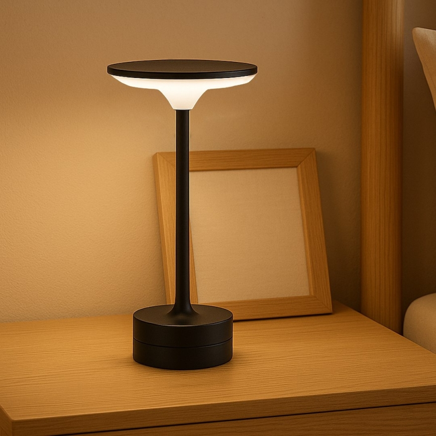 Laetav puutetundlik LED-laualamp TAVOLO LED/2,5W/5V 2400 mAh 3000-6000K must
