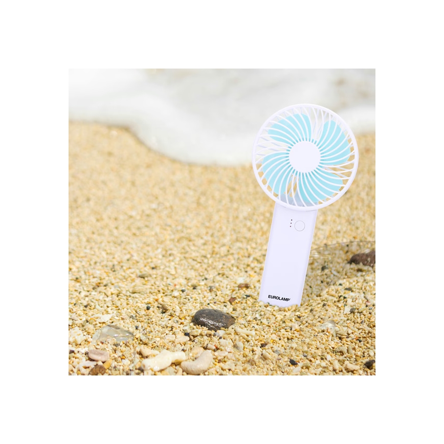 Laetav taskuventilaator 4W/5V 1200 mAh valge/sinine