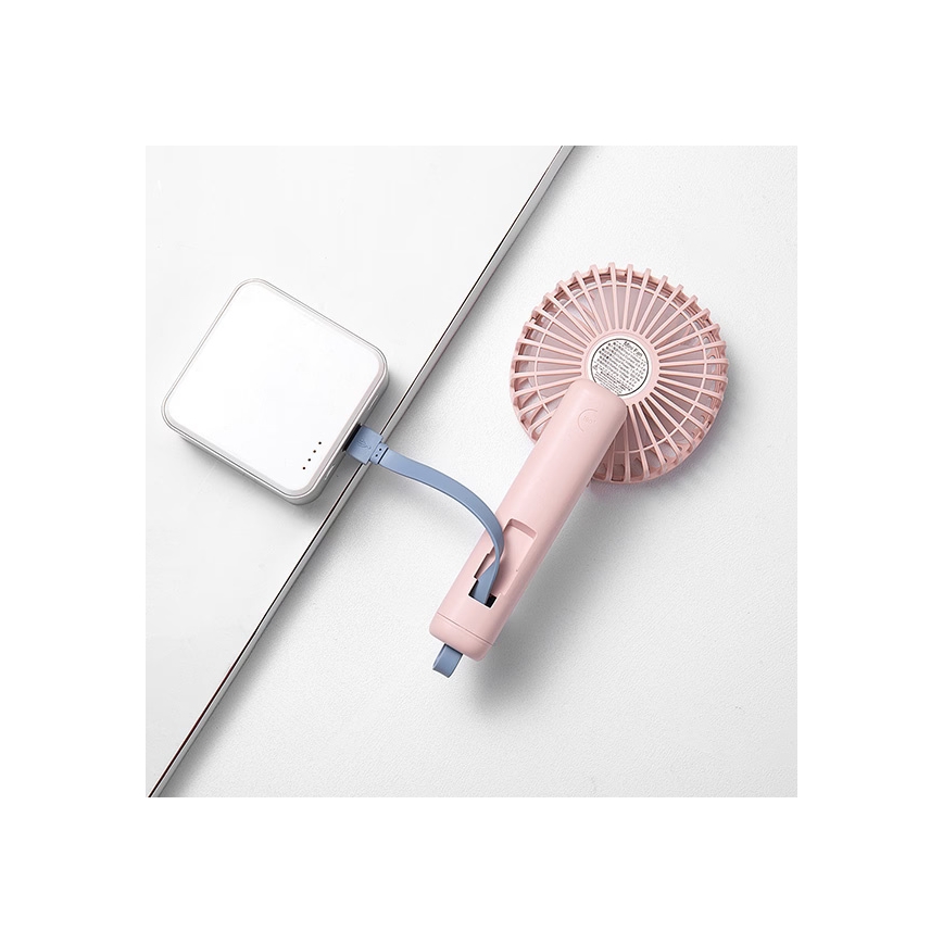 Laetav taskuventilaator 5W/5V 1200 mAh, roosa