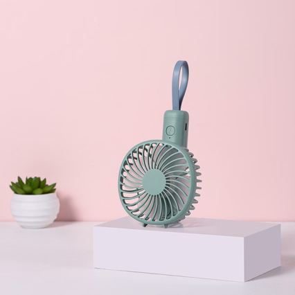 Laetav taskuventilaator 5W/5V 1200 mAh türkiissinine