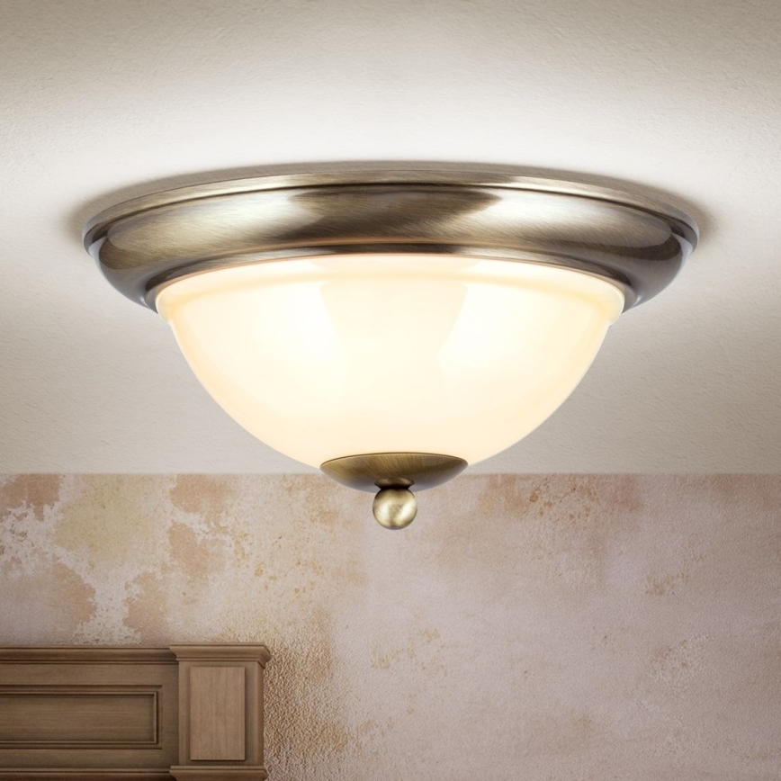 Laevalgusti AUSTRIAN OLD LAMP 2xE27/60W/230V d. 27 cm pronks/beež