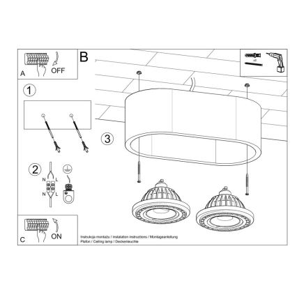 Laevalgusti BASIC AR111 2xGU10/40W/230V betoon