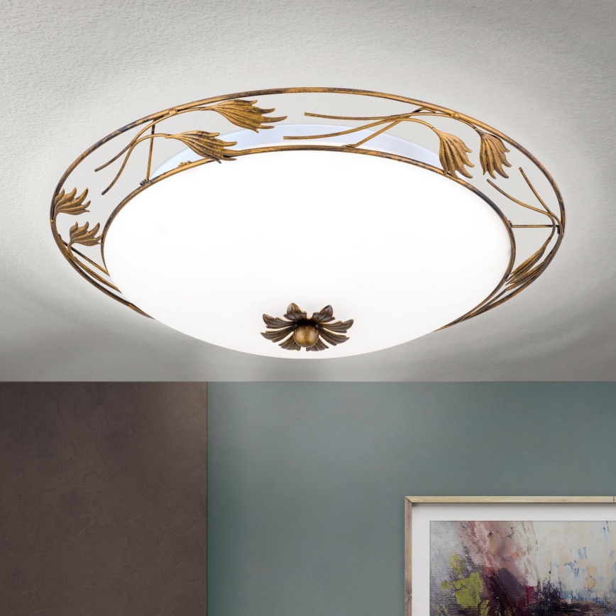Laevalgusti FLEUR 3xE27/60W/230V d. 50 cm pronks