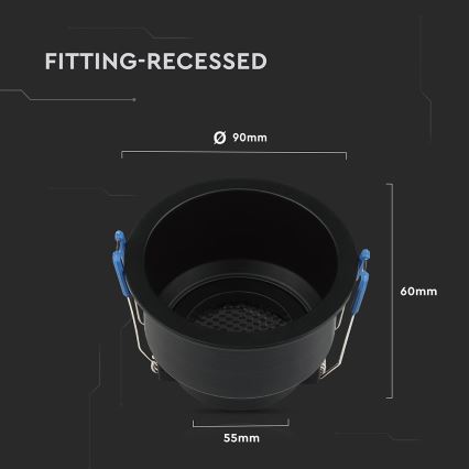 Laevalgusti GU10 läbimõõduga 9 cm, must