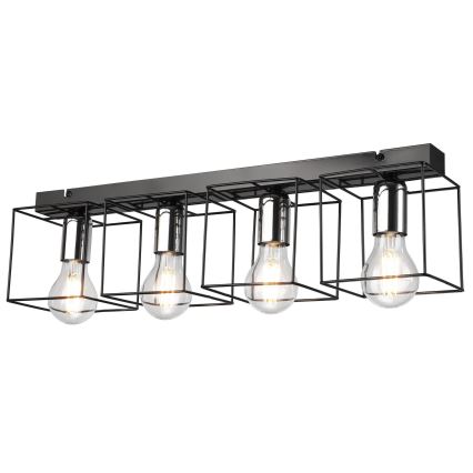 Laevalgusti MIKA 4xE27/60W/230V 61 cm must/läikiv kroom