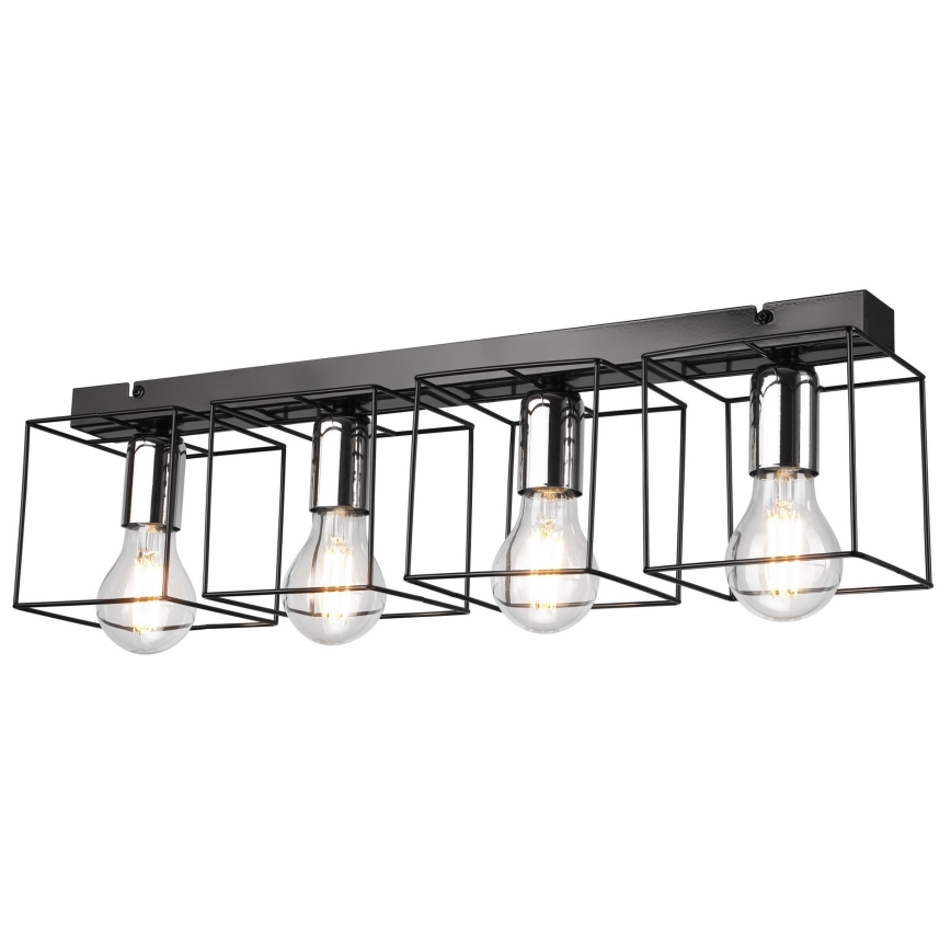 Laevalgusti MIKA 4xE27/60W/230V 61 cm must/läikiv kroom