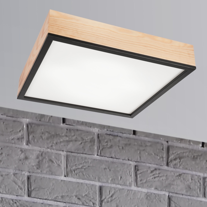 Laevalgusti NATURAL SQUARE 4xE27/15W/230V 48x48 cm mänd/must