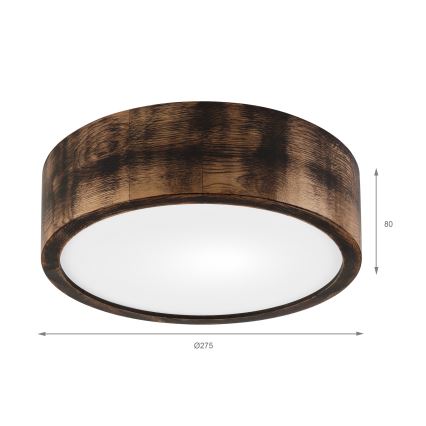 Laevalgusti OAK SMOKY 1xE27/15W/230V ø 27,5 cm tamm/tumepruun