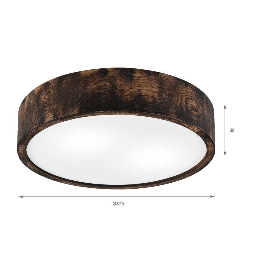 Laevalgusti OAK SMOKY 2xE27/15W/230V ø 37,5 cm tamm/tumepruun