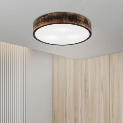 Laevalgusti OAK SMOKY 3xE27/15W/230V ø 47,5 cm tamm/tumepruun