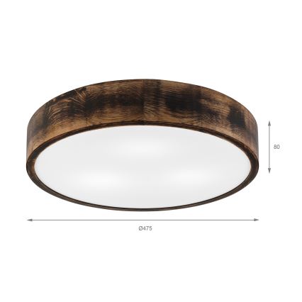 Laevalgusti OAK SMOKY 3xE27/15W/230V ø 47,5 cm tamm/tumepruun