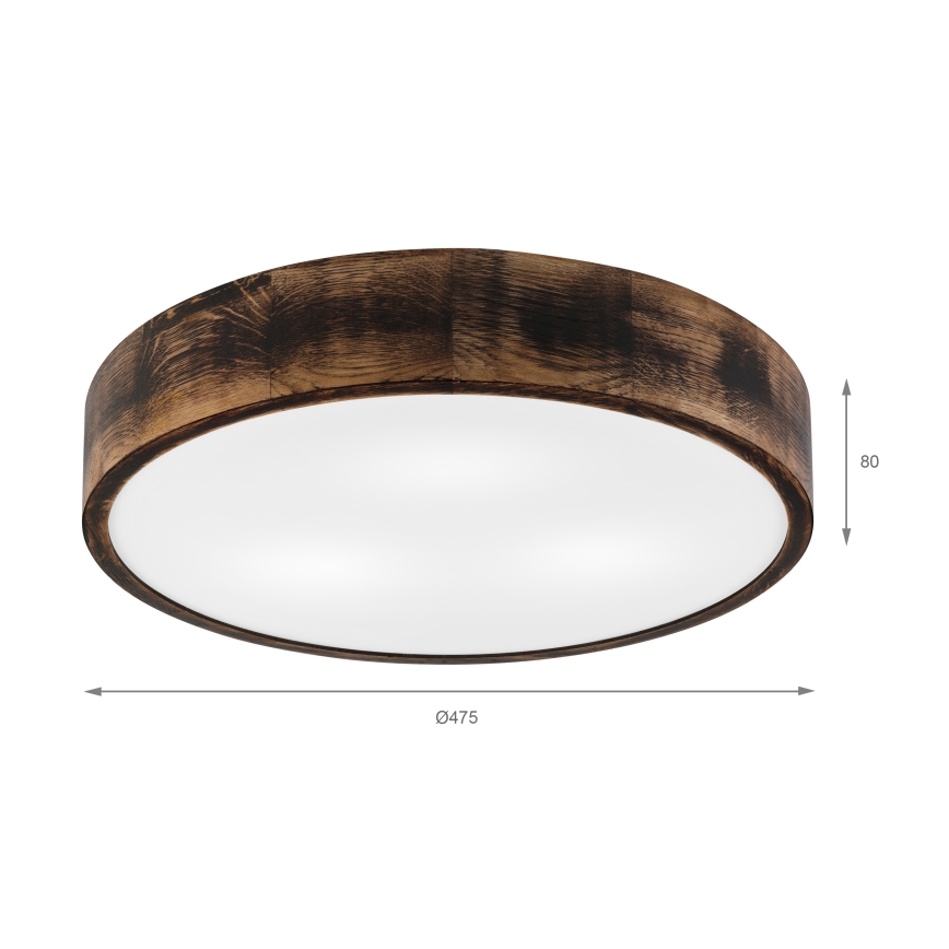 Laevalgusti OAK SMOKY 3xE27/15W/230V ø 47,5 cm tamm/tumepruun