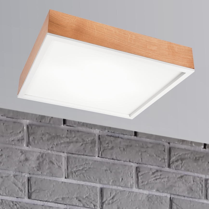 Laevalgusti OAK SQUARE 4xE27/15W/230V 48x48 cm tamm/valge