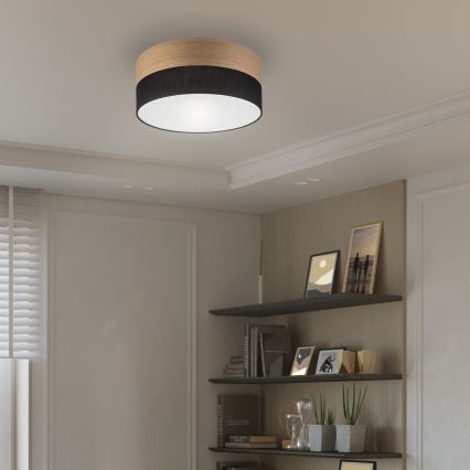 Laevalgusti SIRJA WOOD 1xE27/15W/230V d. 35 cm must/tamm