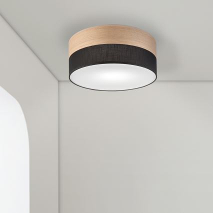 Laevalgusti SIRJA WOOD 1xE27/15W/230V d. 35 cm must/tamm