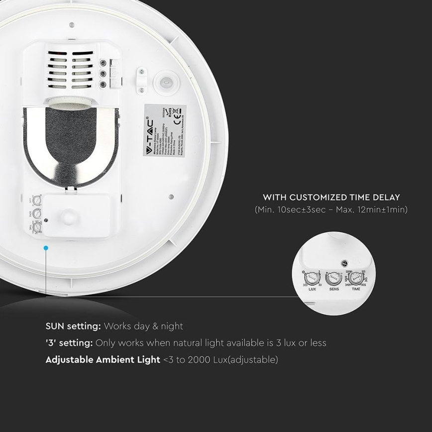 Laevalgusti vannituppa anduriga 1xE27/60W/230V IP44 ø 29,6 cm