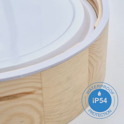 Laevalgusti vannituppa NATURAL 3xE27/15W/230V IP54 mänd ø 37 cm - FSC sertifitseeritud