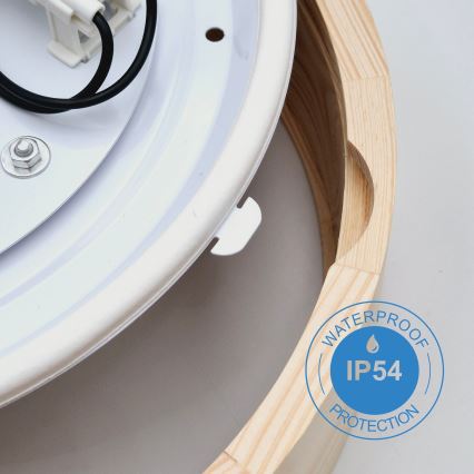 Laevalgusti vannituppa NATURAL 3xE27/15W/230V IP54 mänd ø 37 cm - FSC sertifitseeritud