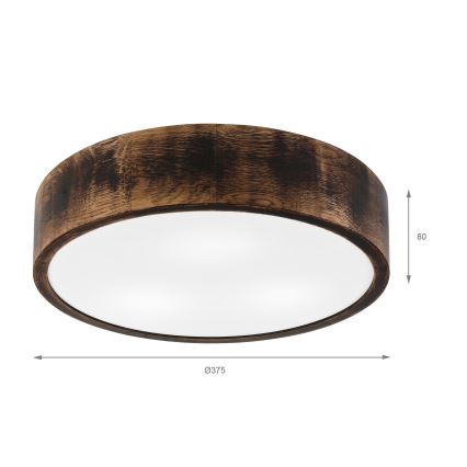 Laevalgusti vannituppa OAK SMOKY 3xE27/15W/230V IP54 ø 37,5 cm tamm/pruun