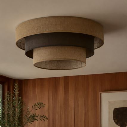 Laevalgusti WENTA 1xE27/60W/230V, Ø 50 cm, džuut/pruun