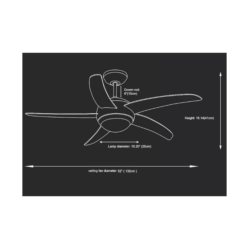 Laeventilaator 2xE27/20W/230V d. 132 cm + kaugjuhtimispult
