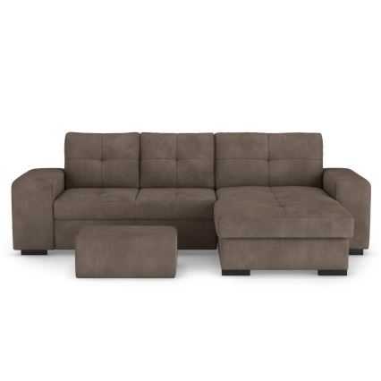 Lahtikäiv diivan PALERMO koos hoiuruumi ja tumbaga, pruun, parempoolne