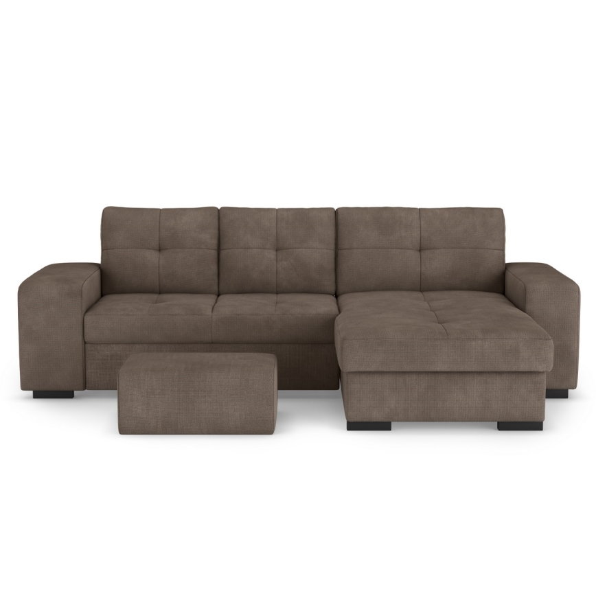 Lahtikäiv diivan PALERMO koos hoiuruumi ja tumbaga, pruun, parempoolne