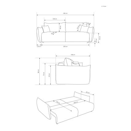 Lahtikäiv kahekohaline diivanvoodi FRIDA pruun