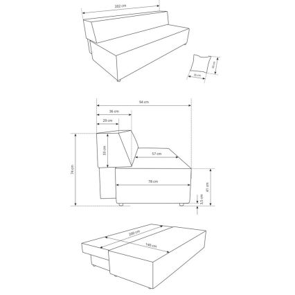Lahtikäiv kolmekohaline diivan hoiuruumiga TERAMO beež