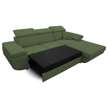 Lahtikäiv L-kujuline nurgadiivan CASTELO, parempoolne, roheline, sisseehitatud panipaigaga