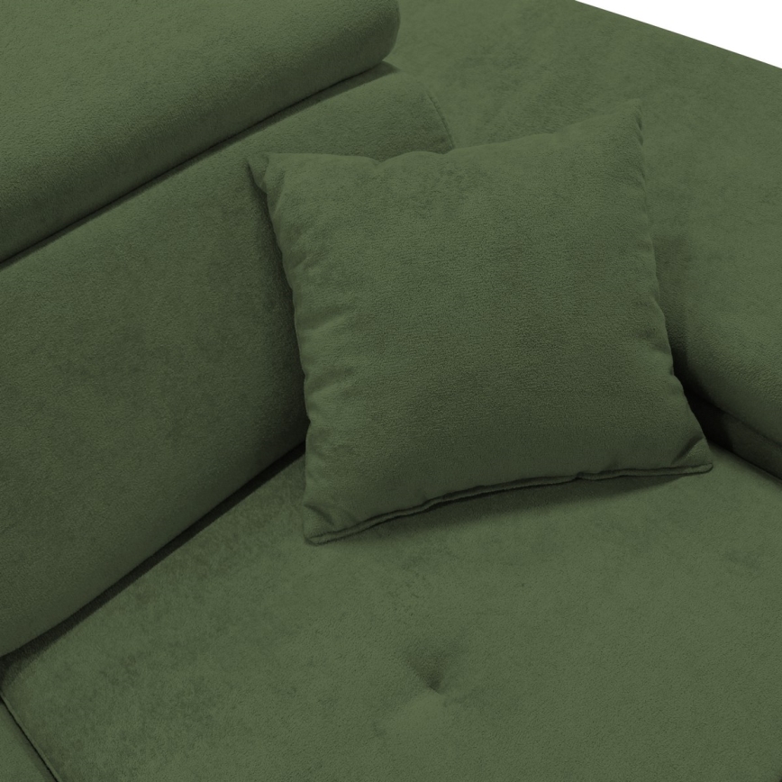 Lahtikäiv L-kujuline nurgadiivan CASTELO, parempoolne, roheline, sisseehitatud panipaigaga