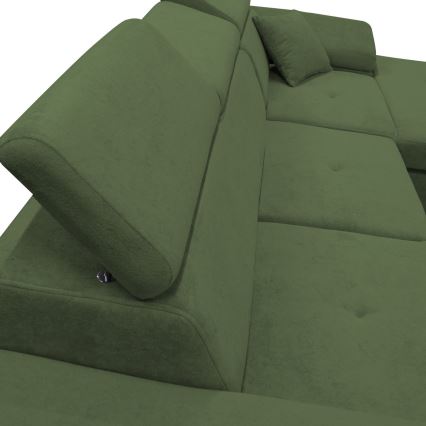 Lahtikäiv L-kujuline nurgadiivan CASTELO, parempoolne, roheline, sisseehitatud panipaigaga