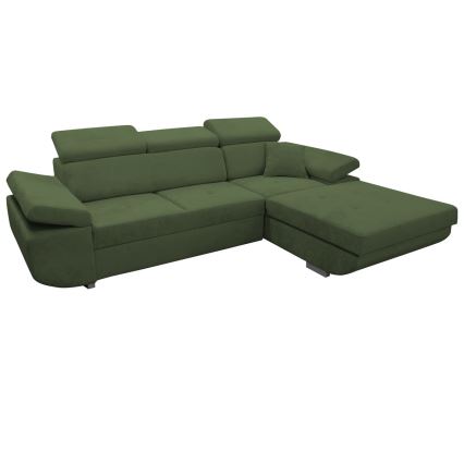 Lahtikäiv L-kujuline nurgadiivan CASTELO, parempoolne, roheline, sisseehitatud panipaigaga