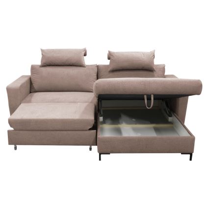 Lahtikäiv L-kujuline nurgadiivan HORTA, parempoolne, roosa, hoiuruumiga