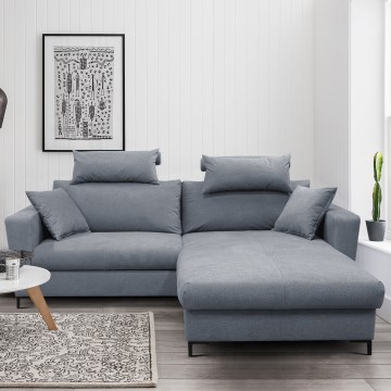 Lahtikäiv L-kujuline nurgadiivan HORTA, parempoolne, tumehall, hoiukastiga