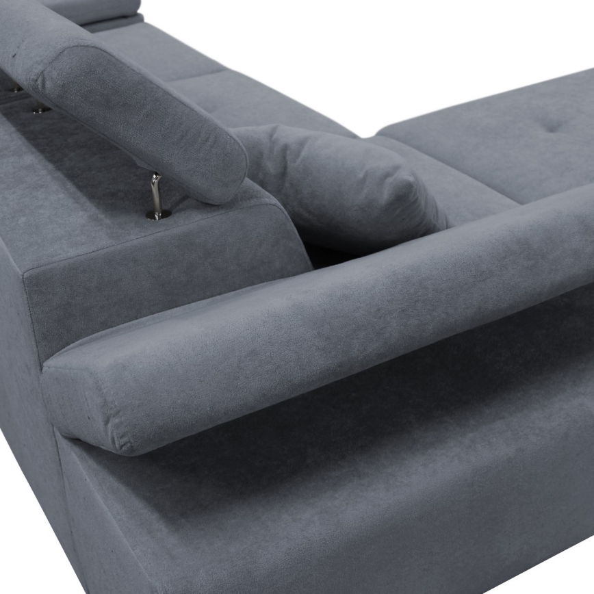 Lahtikäiv L-kujuline nurgadiivanvoodi CASTELO, hoiukastiga, vasakpoolne, tumehall