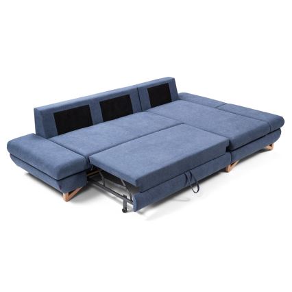 AVESTA lahtikäiv L-kujuline polsterdatud nurgadiivan panipaigaga, parempoolne, sinine