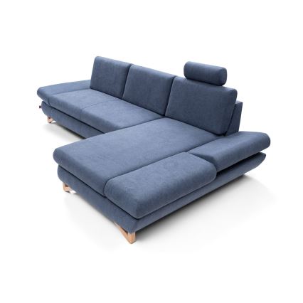 AVESTA lahtikäiv L-kujuline polsterdatud nurgadiivan panipaigaga, parempoolne, sinine