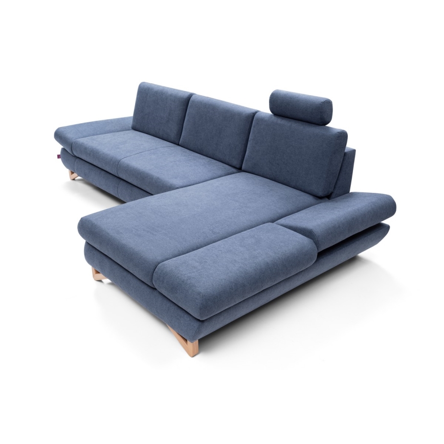 AVESTA lahtikäiv L-kujuline polsterdatud nurgadiivan panipaigaga, parempoolne, sinine