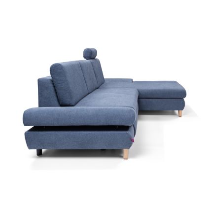 AVESTA lahtikäiv L-kujuline polsterdatud nurgadiivan panipaigaga, parempoolne, sinine