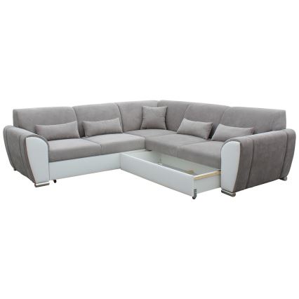 Lahtikäiv parempoolne L-kujuline nurgadiivan VISEU hoiuruumiga, hall/valge