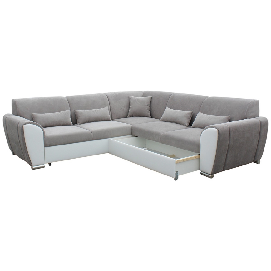 Lahtikäiv parempoolne L-kujuline nurgadiivan VISEU hoiuruumiga, hall/valge