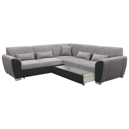 Lahtikäiv L-kujuline nurgadiivan VISEU, parempoolne, hoiuruumiga, hall/must