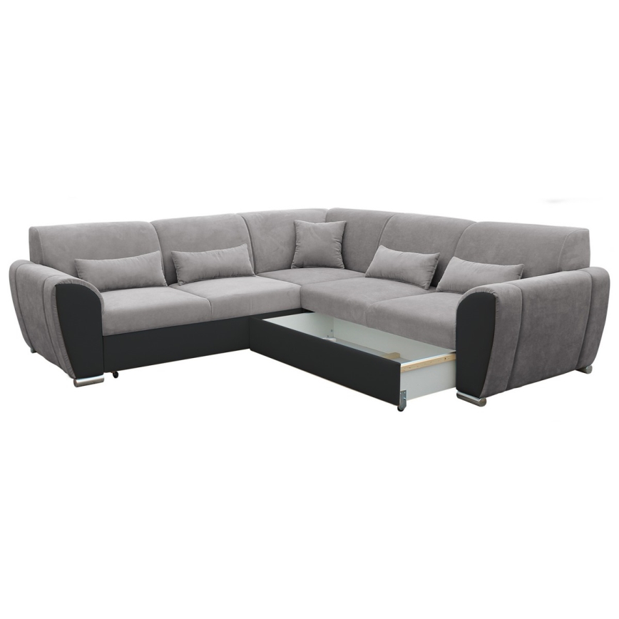 Lahtikäiv L-kujuline nurgadiivan VISEU, parempoolne, hoiuruumiga, hall/must